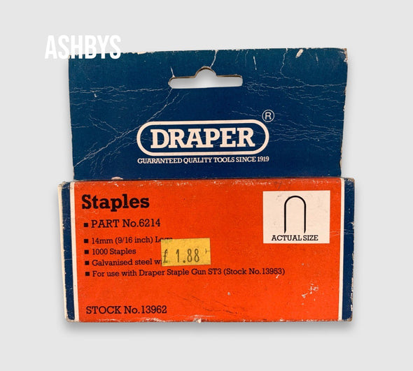 1000 x Draper Staples 14mm (9/16 inch) 6214 / 13962 for Staple Gun ST3 (NEW UNUSED OLD STOCK)