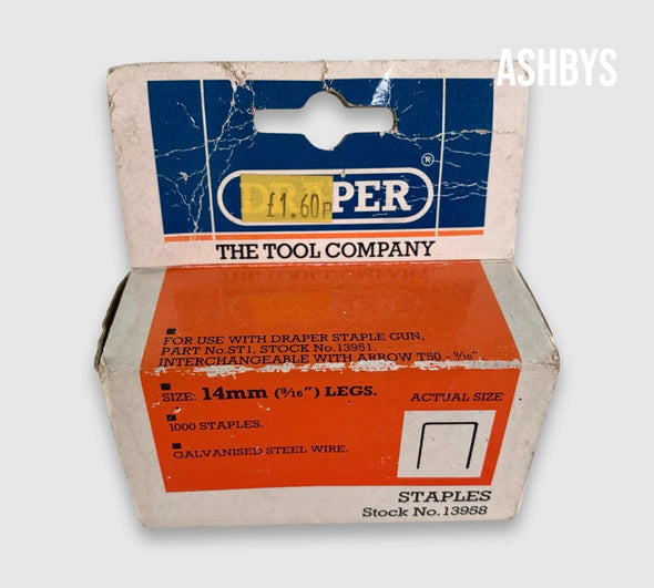 1000 x Draper Staples 14mm (9/16") Legs 13958 for use with ST1 (NEW UNUSED OLD STOCK)