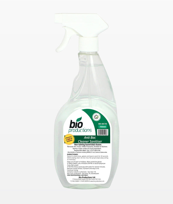 Bio Productions Anti Bac Cleaner Sanitiser XBD750-ABC 750 ml Trigger Spray (Kills 99.999% of bacteria)