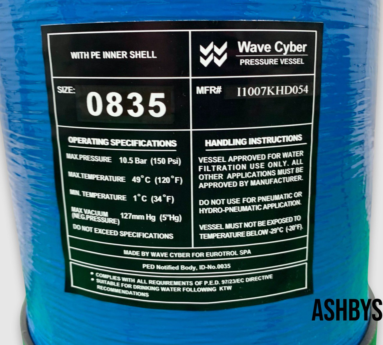 Stream Line Engineering Filter Streamline Filterplus 8×35 Filter Vessel (24ltrs) ONLY - NO Riser ...
