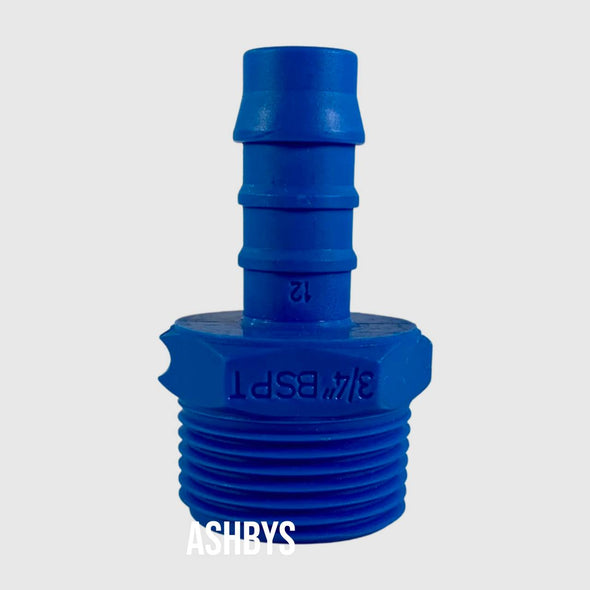 Tefen PN15-12-34 - 3/4" BSPT Male x Blue Nylon 12mm Hose Tail