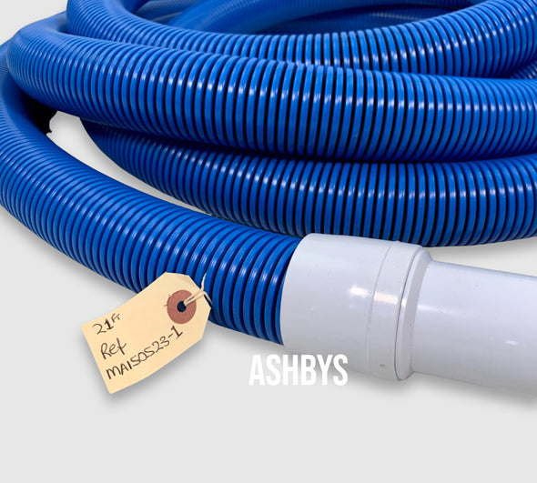 21ft (NOT 25FT) BLUE 1.5 inch / 38mm Vacuum Hose fitted with 2 x Swivel 1.5 inch Cuffs - CLEARANCE