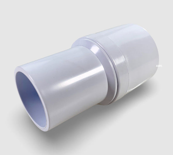 WHITE SWIVEL Vacuum Hose Cuff ONLY - with 1.5-Inch (38 mm) Tool End (Slip) to 1.5-Inch (38 mm) Hose End (Thread)