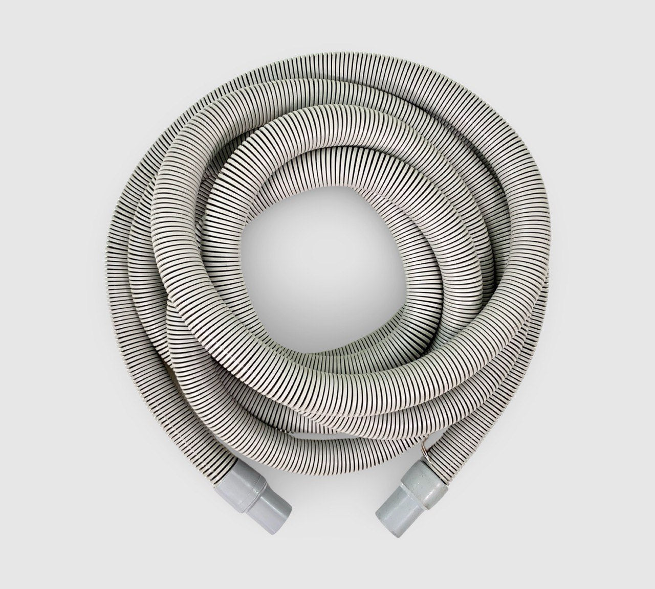 PRE-OWNED 25ft / 7.6m GREY 1.5 inch Vacuum Hose ONLY (NO Solution Hose) fitted with 1 x GREY Swivel & 1 x GREY Non-swivel 1.5 inch Hose Cuff