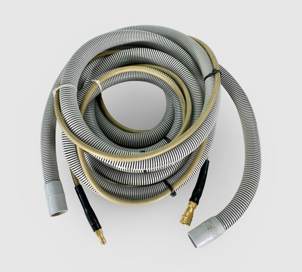 PRE-OWNED 25ft / 7.5m High Pressure Solution & Lightweight 32mm Vacuum Hose Set – Fitted with Standard Brass Male & Female Connectors & 38mm / 1.5 inch Hose Cuffs