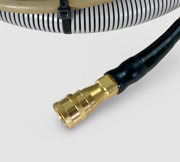 PRE-OWNED 25ft / 7.5m High Pressure Solution & Lightweight 32mm Vacuum Hose Set – Fitted with Standard Brass Male & Female Connectors & 38mm / 1.5 inch Hose Cuffs