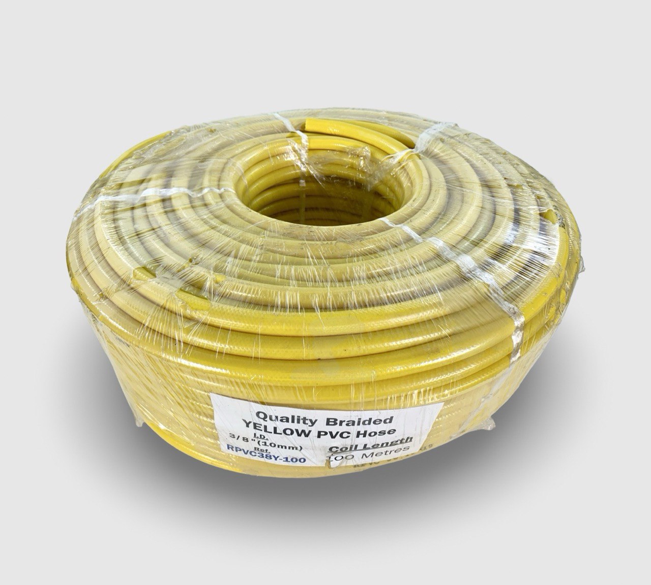 3/8" ID Braided Yellow PVC Hose - 100 Metre Coil (RPVC38Y-100)