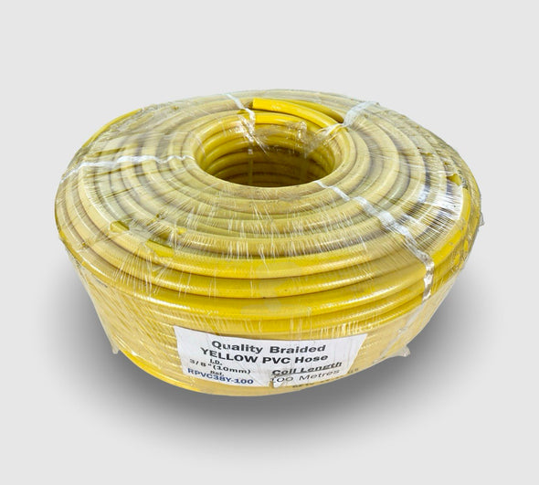 3/8" ID Braided Yellow PVC Hose - 100 Metre Coil (RPVC38Y-100)