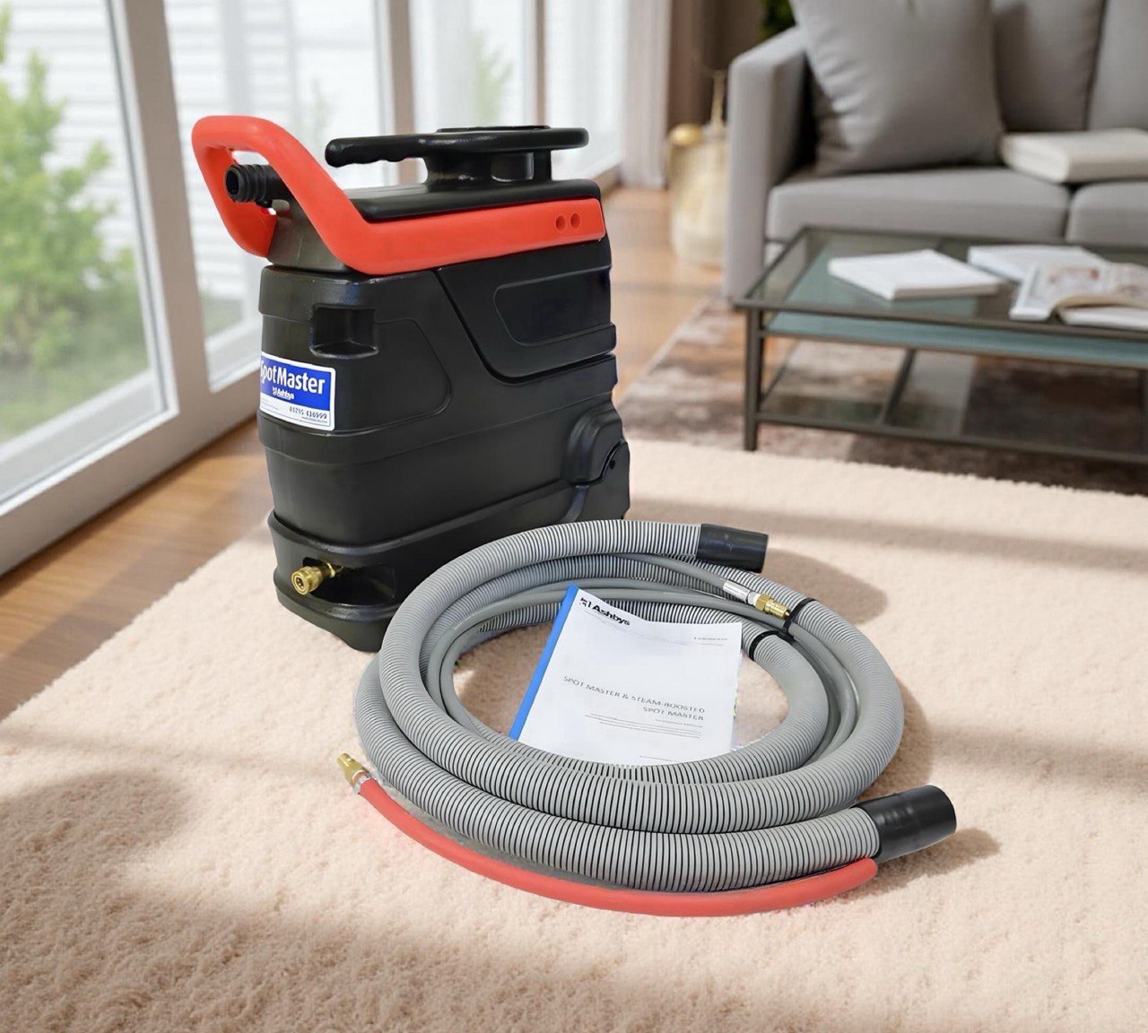 Ashbys UPGRADED Spot Master professional spot & stain removal machine with 12.5 ft Hose Set, Pump-out Hose & Instruction Manual