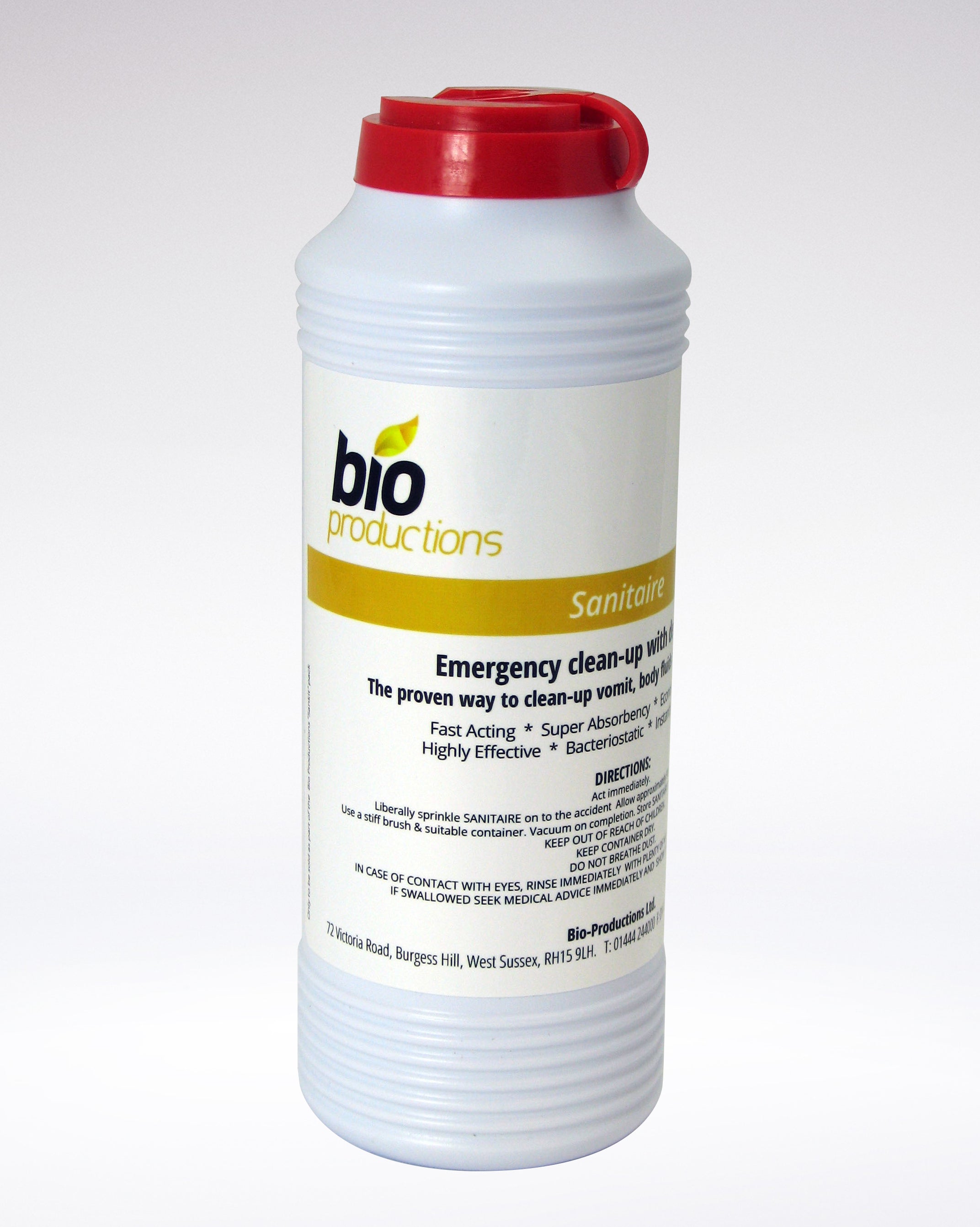 Bio Productions Sanitaire Emergency Absorbent Clean-up Powder SAN240 240 g Shaker - for Vomit / Sick, Blood & Faeces